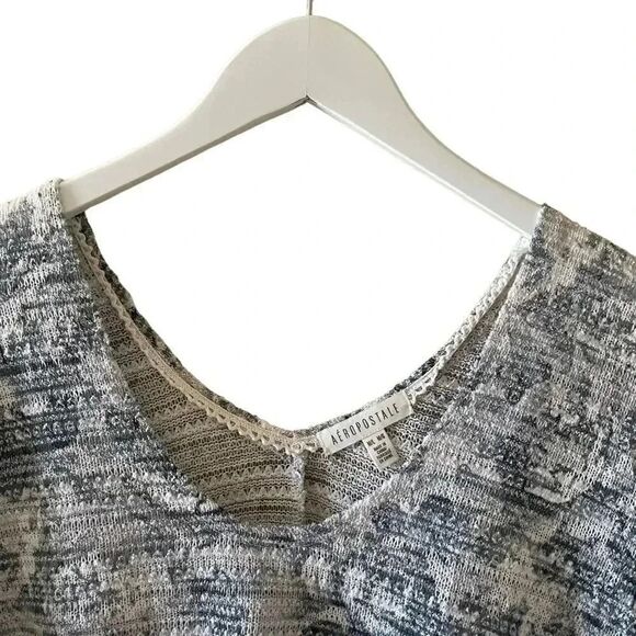 Aeropostale Poncho Boho Fringe Cropped Tassels Gray Women Top Cover-up SZ M/L - Picture 3 of 13